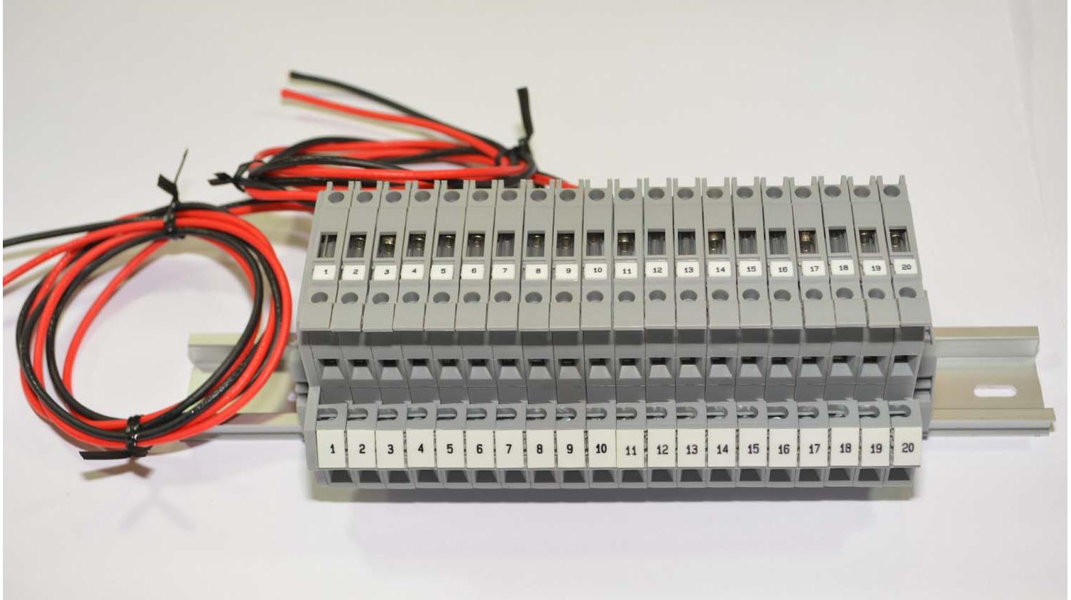 Altech DDFL4U-A20 DIN Rail Terminal Block Assembly, 20 Position